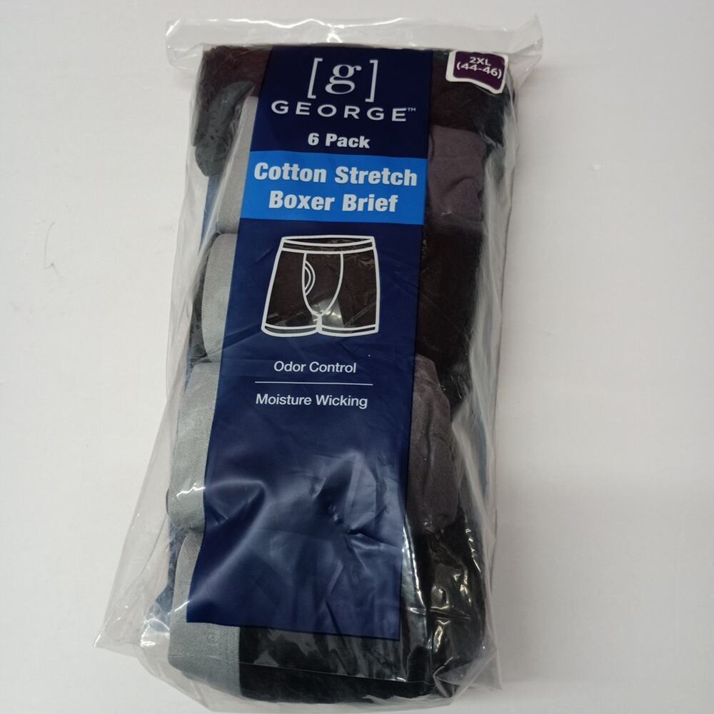 George Men's Cotton Stretch Boxer Briefs Underwear 6-Pack Size 2XL (44-46) Multi